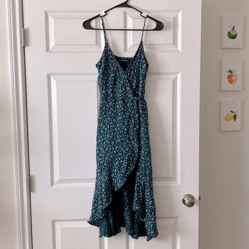 Abercrombie Green Floral Wrap Dress